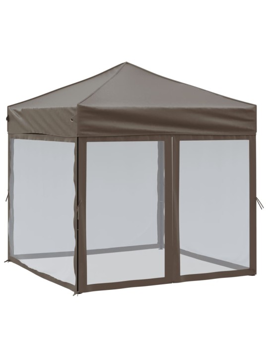 Skládací party stan s bočními stěnami taupe 2 x 2 m