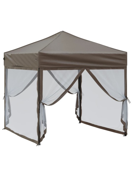Skládací party stan s bočními stěnami taupe 2 x 2 m
