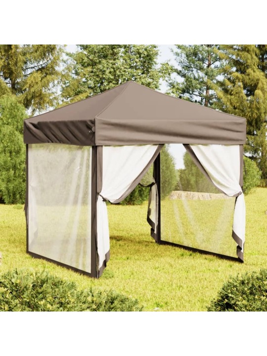 Skládací party stan s bočními stěnami taupe 2 x 2 m