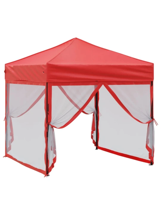 Skládací party stan s bočními stěnami červený 2 x 2 m