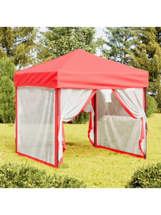 Skládací party stan s bočními stěnami červený 2 x 2 m