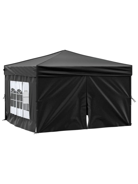Skládací party stan s bočními stěnami černý 3 x 3 m