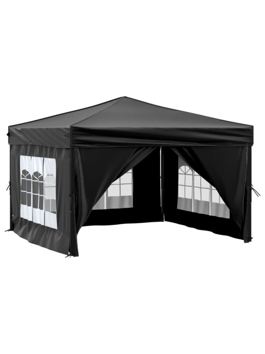 Skládací party stan s bočními stěnami černý 3 x 3 m