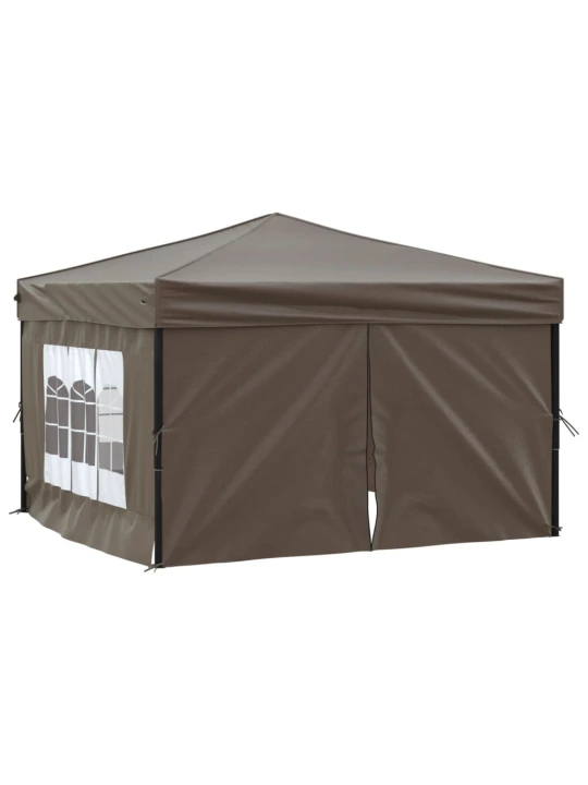 Skládací party stan s bočními stěnami taupe 3 x 3 m