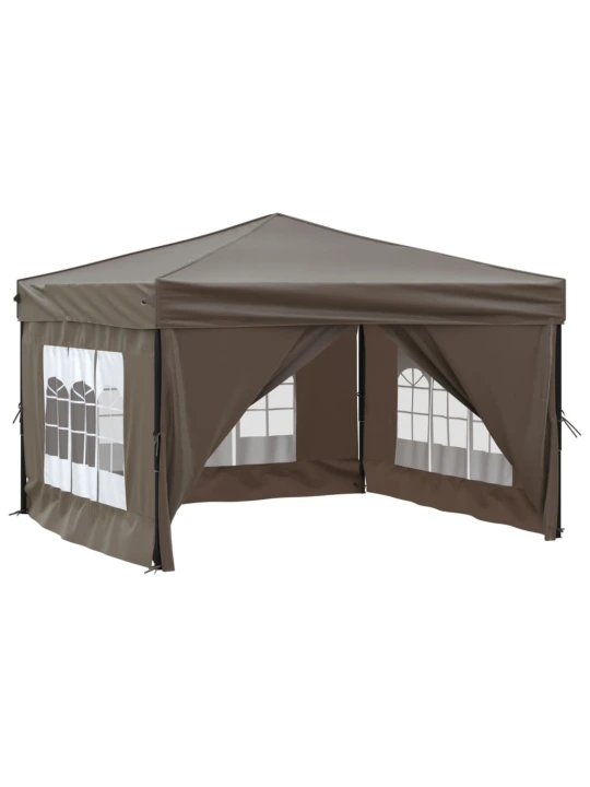 Skládací party stan s bočními stěnami taupe 3 x 3 m