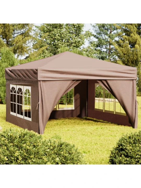 Skládací party stan s bočními stěnami taupe 3 x 3 m