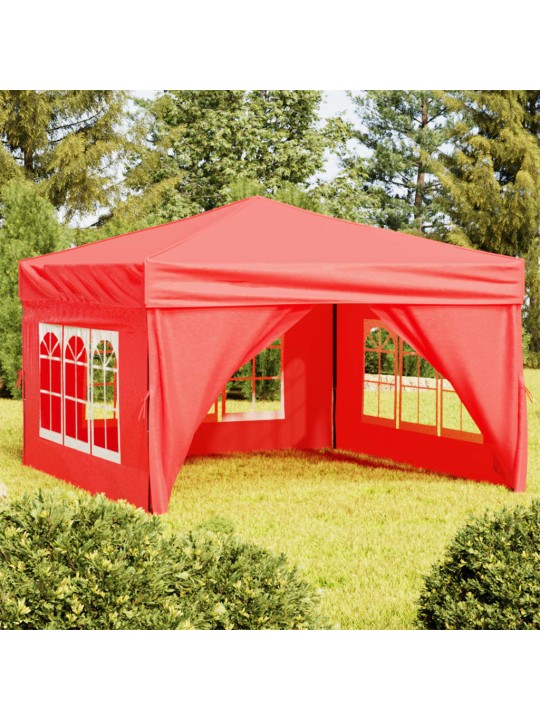 Skládací party stan s bočními stěnami červený 3 x 3 m