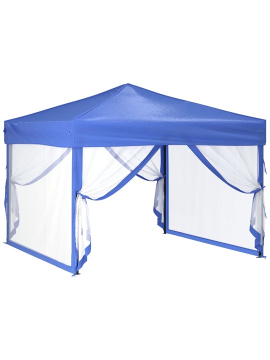 Skládací party stan s bočními stěnami modrý 3 x 3 m