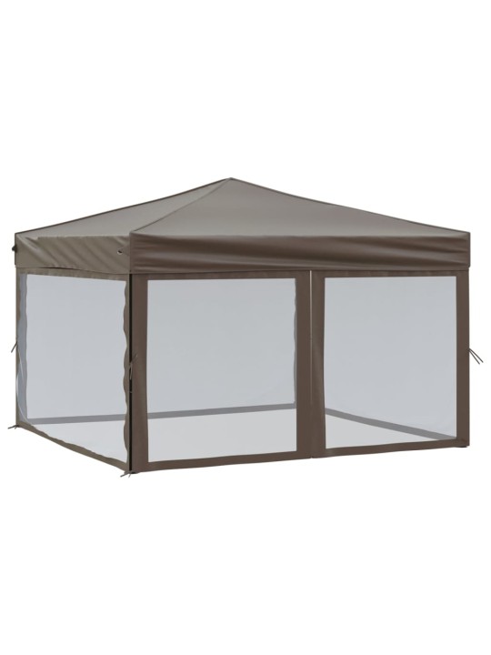Skládací party stan s bočními stěnami taupe 3 x 3 m