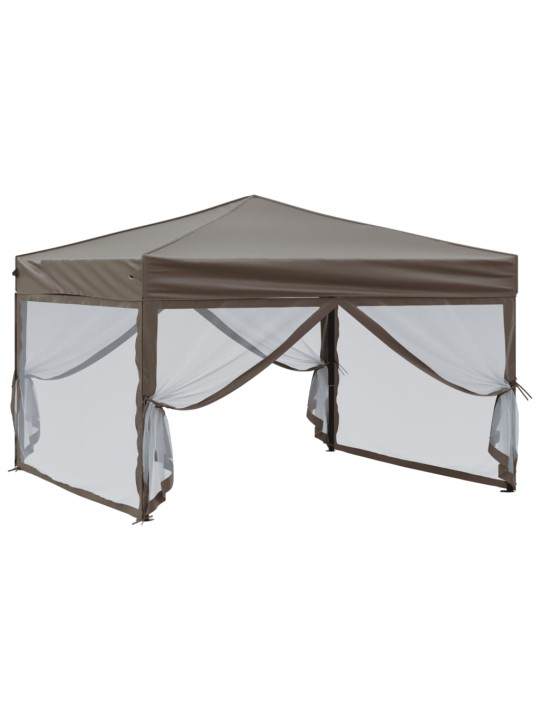 Skládací party stan s bočními stěnami taupe 3 x 3 m