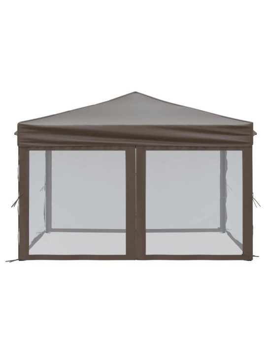 Skládací party stan s bočními stěnami taupe 3 x 3 m