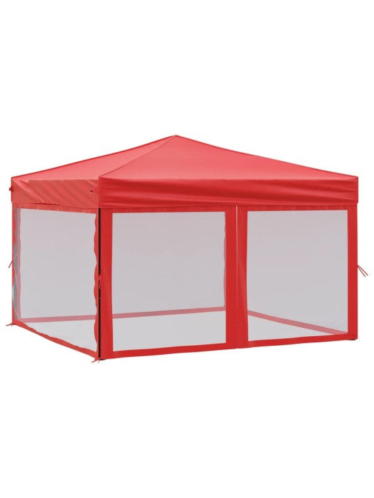 Skládací party stan s bočními stěnami červený 3 x 3 m