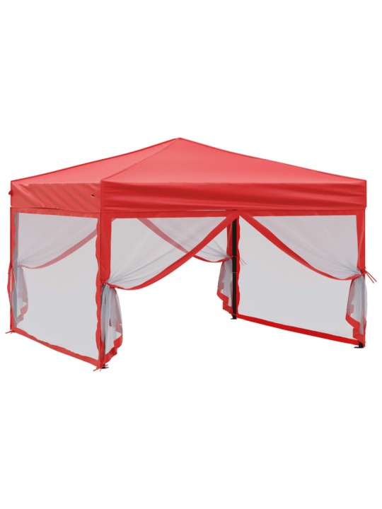 Skládací party stan s bočními stěnami červený 3 x 3 m