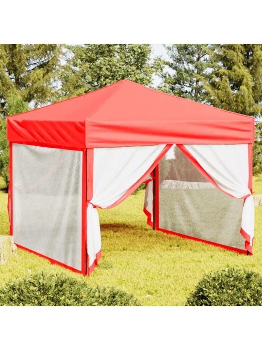 Skládací party stan s bočními stěnami červený 3 x 3 m