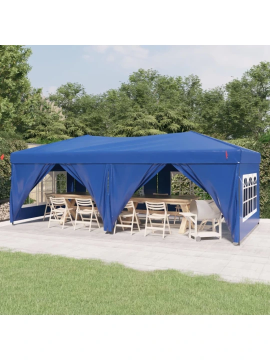 Skládací party stan s bočními stěnami modrý 3 x 6 m