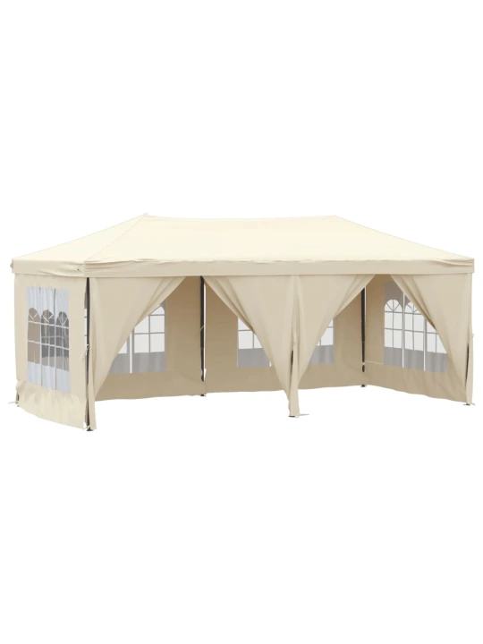 Skládací party stan s bočními stěnami krémový 3 x 6 m