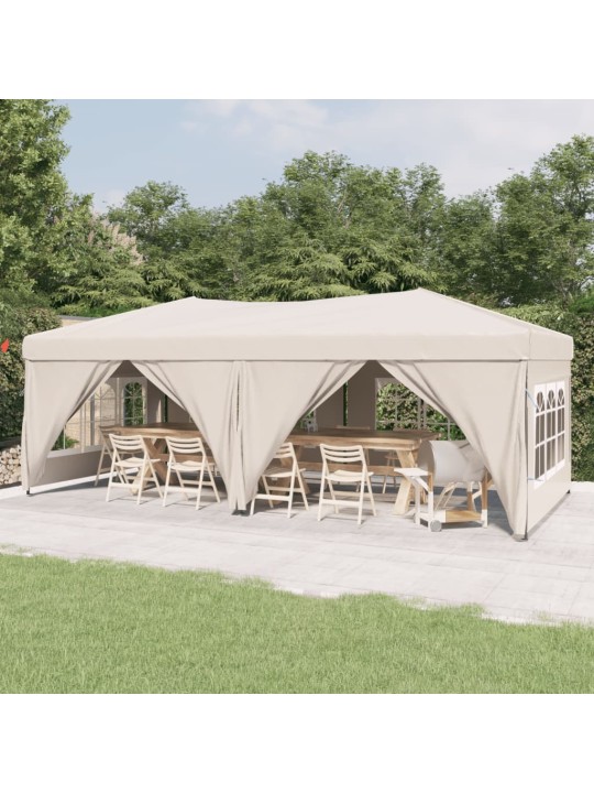 Skládací party stan s bočními stěnami krémový 3 x 6 m