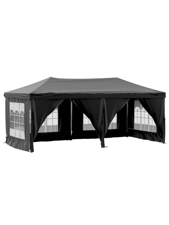 Skládací party stan s bočními stěnami černý 3 x 6 m