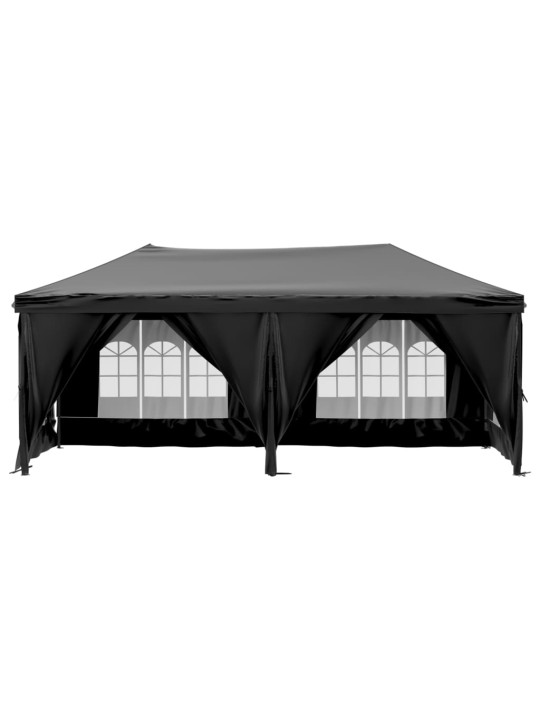 Skládací party stan s bočními stěnami černý 3 x 6 m
