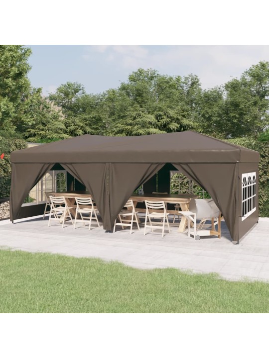 Skládací party stan s bočními stěnami taupe 3 x 6 m