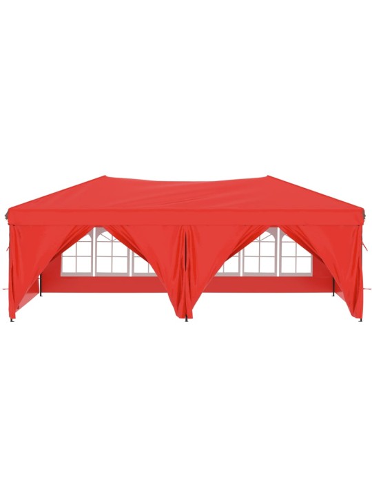 Skládací party stan s bočními stěnami červený 3 x 6 m