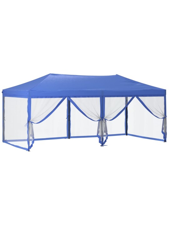 Skládací party stan s bočními stěnami modrý 3 x 6 m