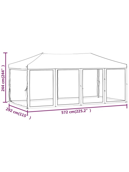 Skládací party stan s bočními stěnami modrý 3 x 6 m