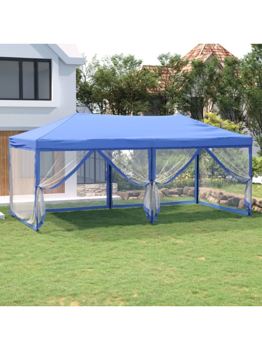 Skládací party stan s bočními stěnami modrý 3 x 6 m