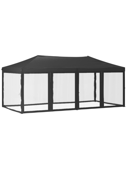 Skládací party stan s bočními stěnami antracitový 3 x 6 m