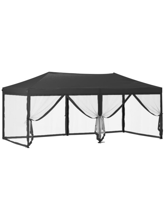 Skládací party stan s bočními stěnami antracitový 3 x 6 m