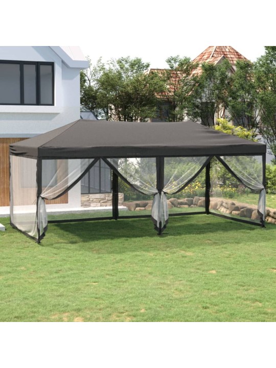 Skládací party stan s bočními stěnami antracitový 3 x 6 m