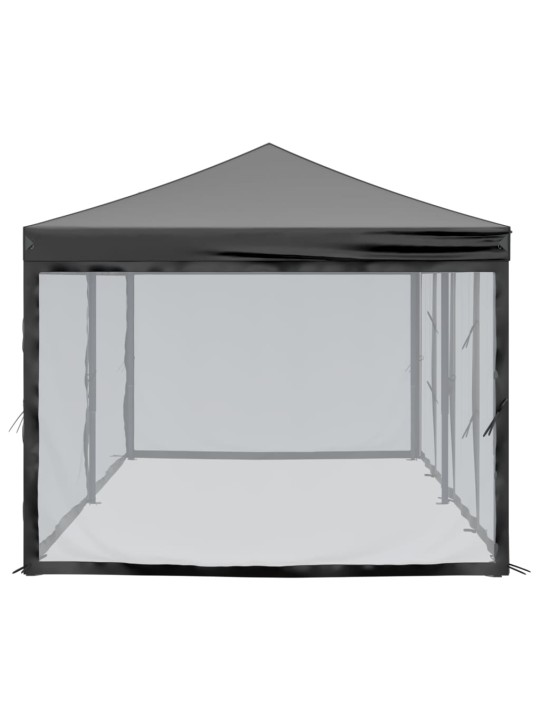 Skládací party stan s bočními stěnami černý 3 x 6 m