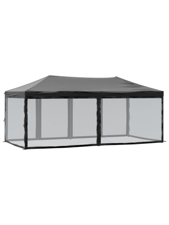 Skládací party stan s bočními stěnami černý 3 x 6 m