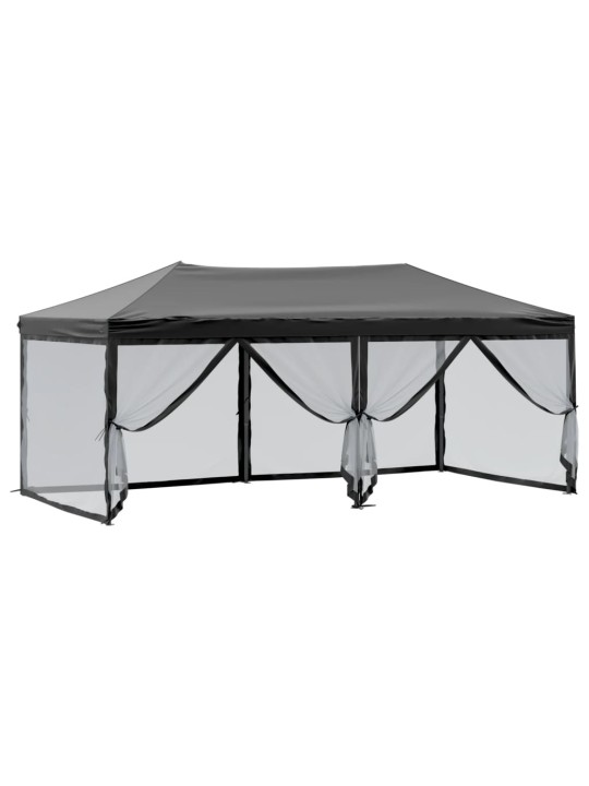 Skládací party stan s bočními stěnami černý 3 x 6 m