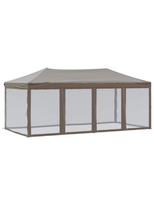 Skládací party stan s bočními stěnami taupe 3 x 6 m