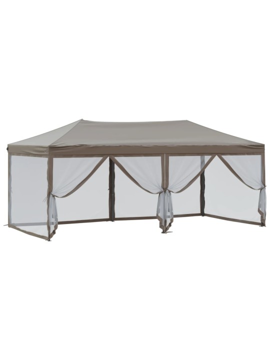 Skládací party stan s bočními stěnami taupe 3 x 6 m