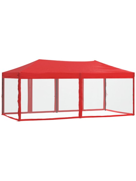 Skládací party stan s bočními stěnami červený 3 x 6 m