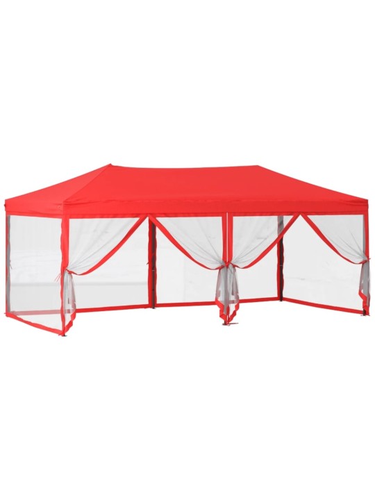 Skládací party stan s bočními stěnami červený 3 x 6 m