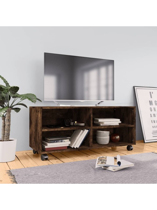 TV skříňka na kolečkách kouřový dub 90x35x35cm kompozitní dřevo