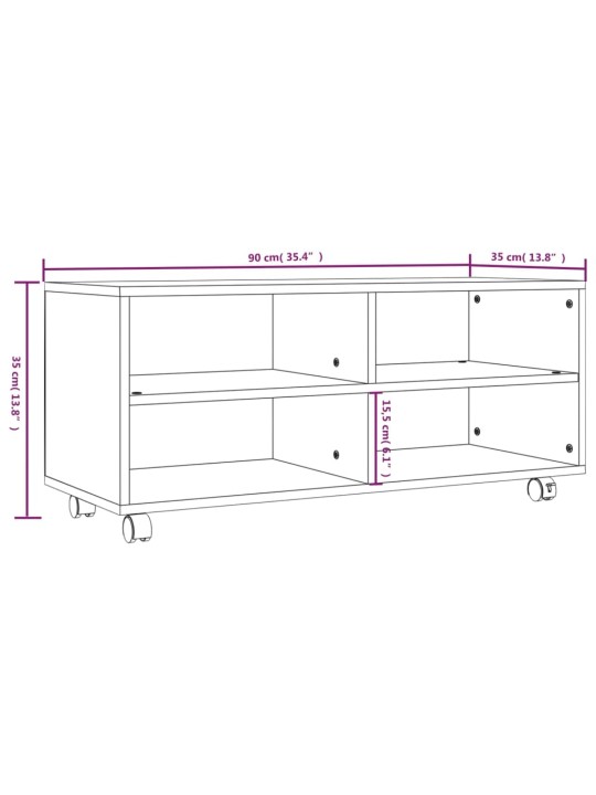 Tv skříňka na kolečkách šedá sonoma 90x35x35cm kompozitní dřevo