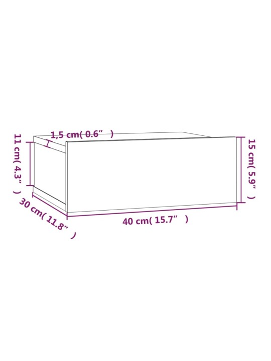 Plovoucí noční stolky 2 ks kouřový dub 40 x 30 x 15 cm kompozit