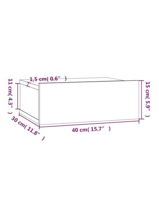Plovoucí noční stolek hnědý dub 40x30x15 cm kompozitní dřevo