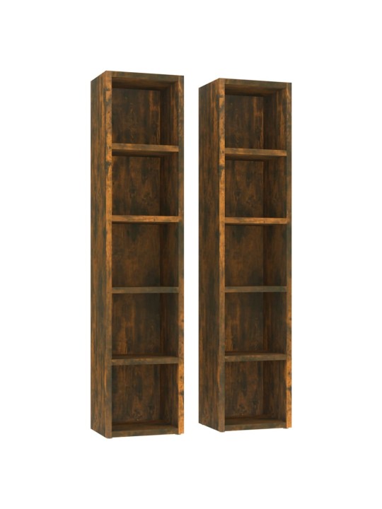 Skříňky na CD 2 ks kouřový dub 21x16x93,5 cm kompozitní dřevo