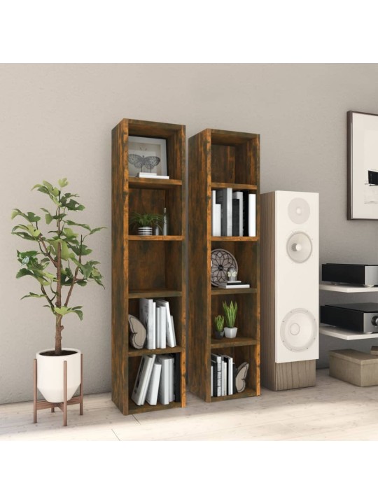 Skříňky na CD 2 ks kouřový dub 21x16x93,5 cm kompozitní dřevo