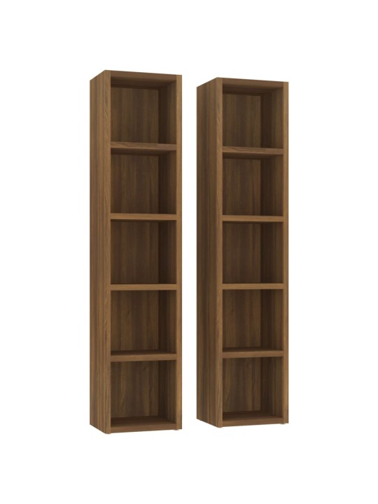 Skříňky na CD 2 ks hnědý dub 21x16x93,5 cm kompozitní dřevo