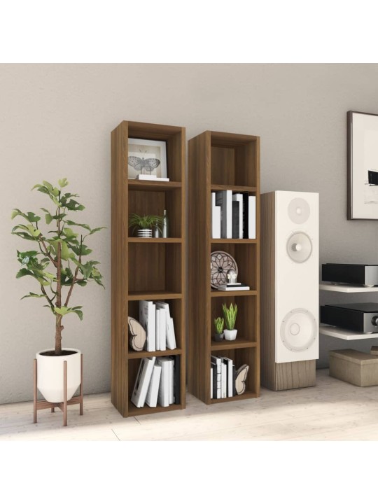 Skříňky na CD 2 ks hnědý dub 21x16x93,5 cm kompozitní dřevo