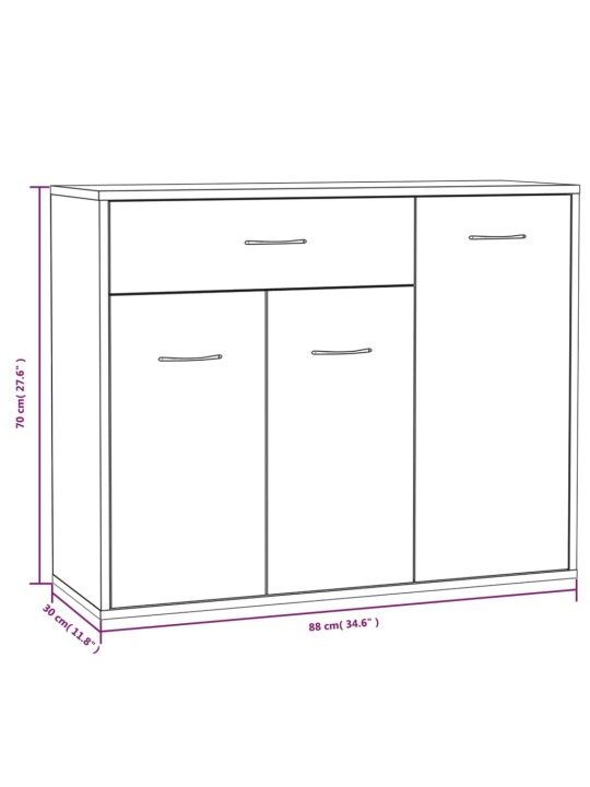 Příborník kouřový dub 88 x 30 x 70 cm kompozitní dřevo