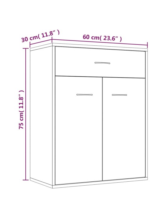 Příborník kouřový dub 60 x 30 x 75 cm kompozitní dřevo