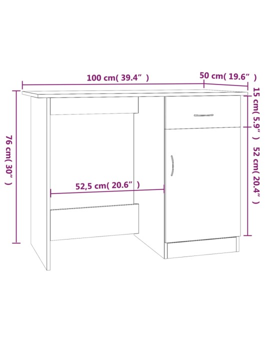 Psací stůl kouřový dub 100 x 50 x 76 cm kompozitní dřevo