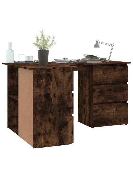 Rohový psací stůl kouřový dub 145x100x76 cm kompozitní dřevo
